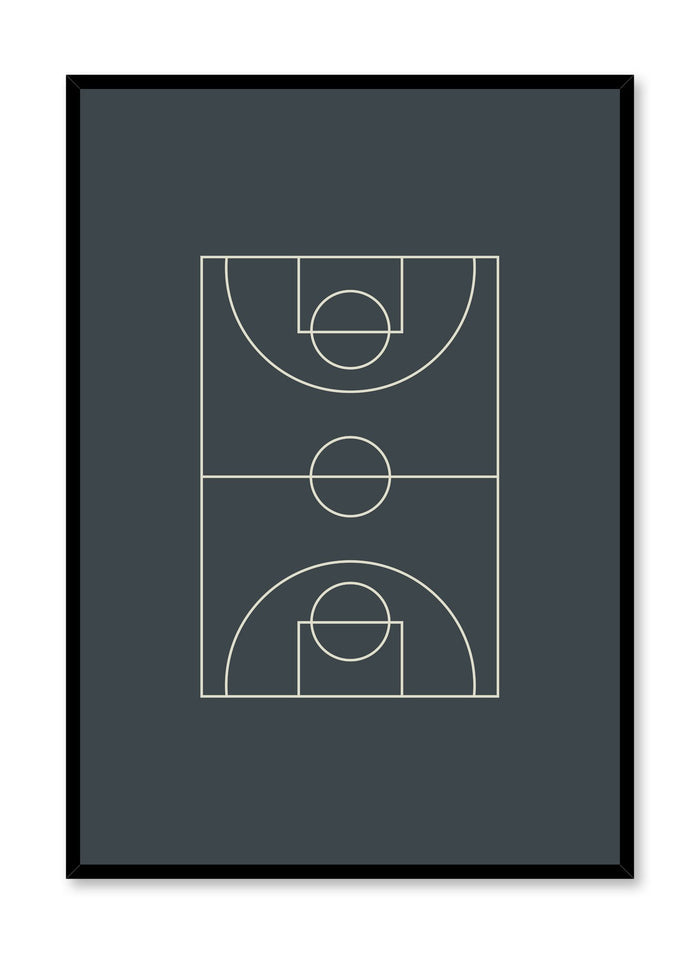 Minimalist design poster by Opposite Wall with Baseline abstract graphic design basketball court in grey