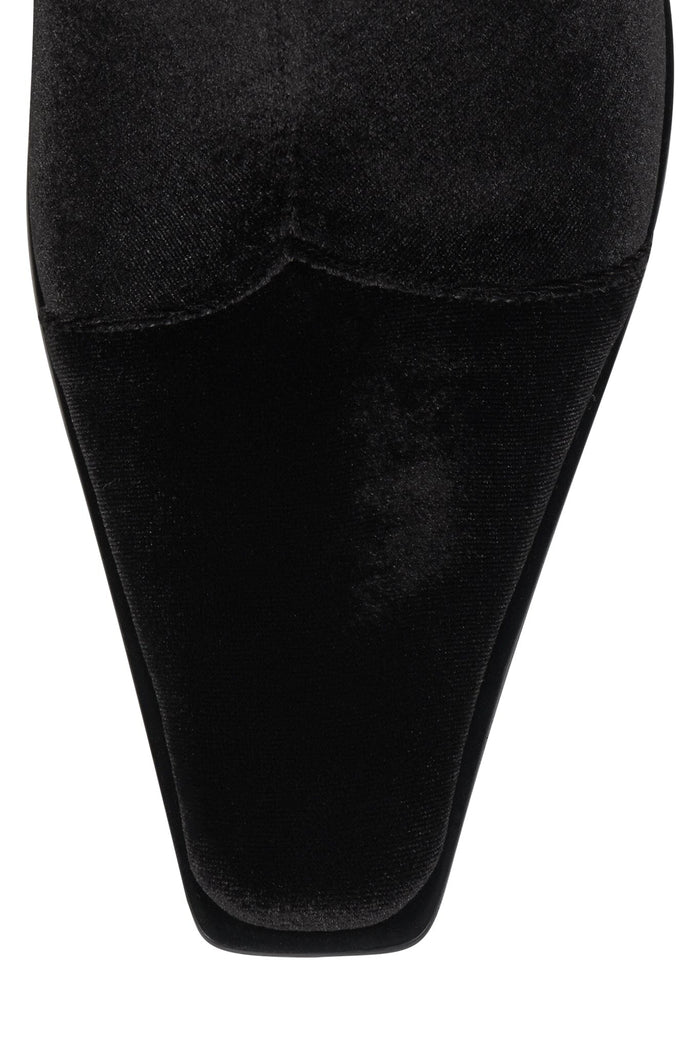 BE-BOLD-EM Jeffrey Campbell Mid-Calf Boot Black Velvet Floral Multi