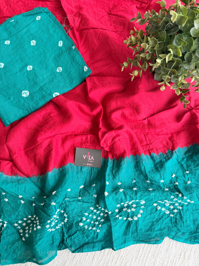 Bhandhej pure cotton saree