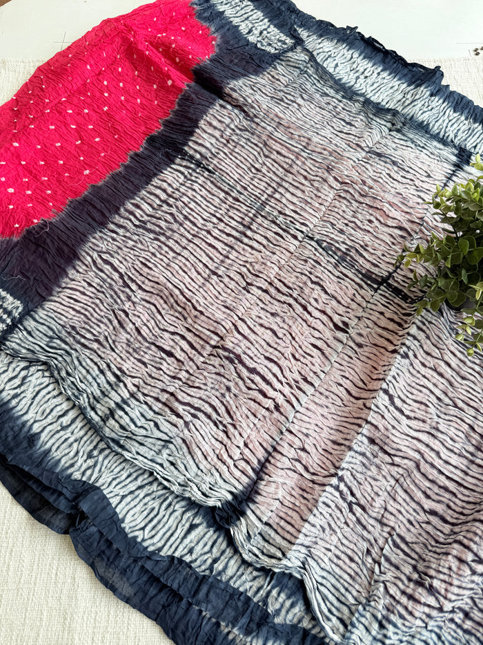 Bhandhej pure cotton saree