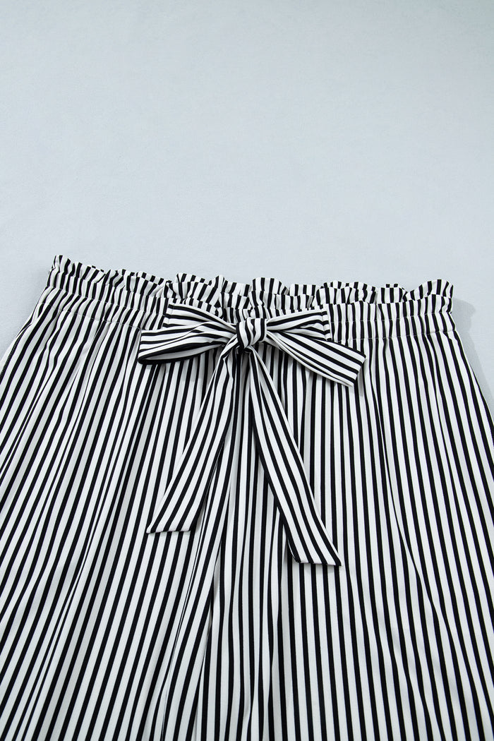 Black Stripe Plus Size Loose Straight Casual Pants