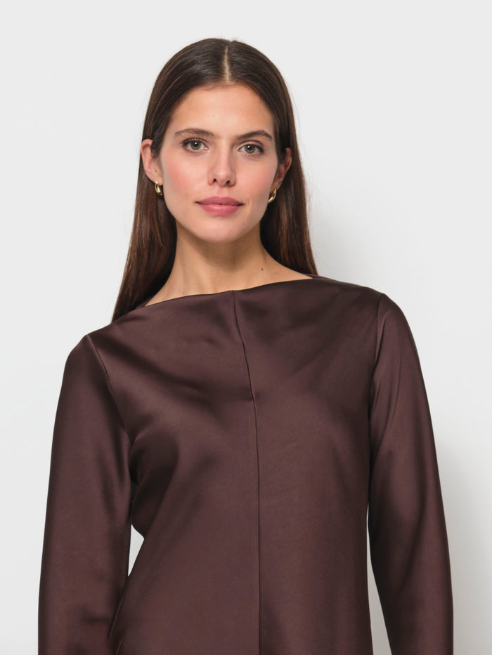 Boat Neck Satin Dress