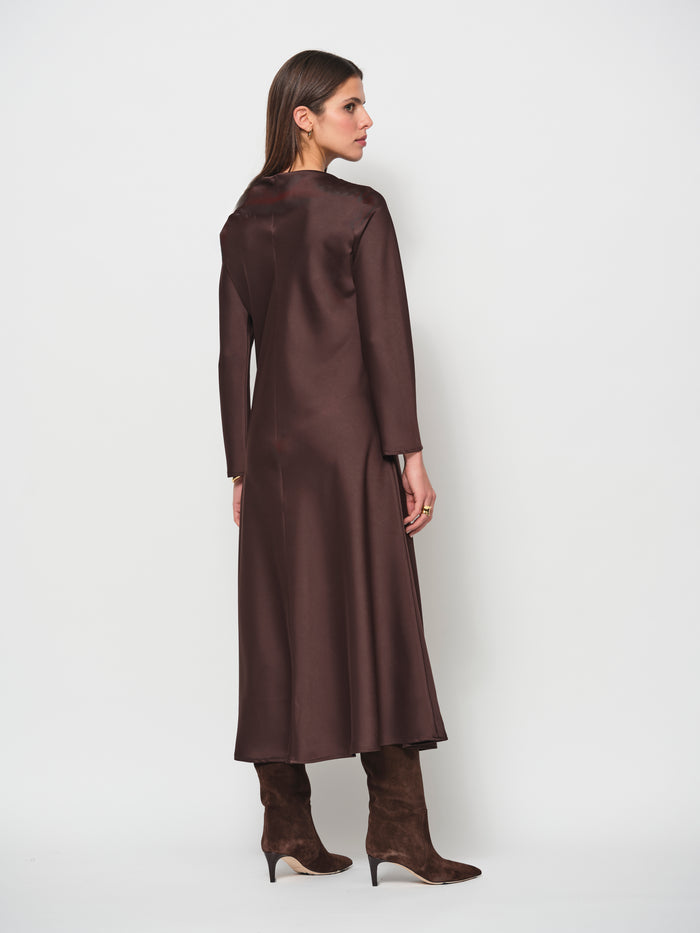 Boat Neck Satin Dress