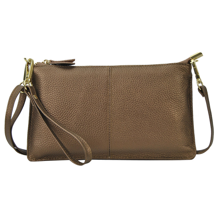 Bronze NGIL Genuine Leather Wristlet Crossbody Bag
