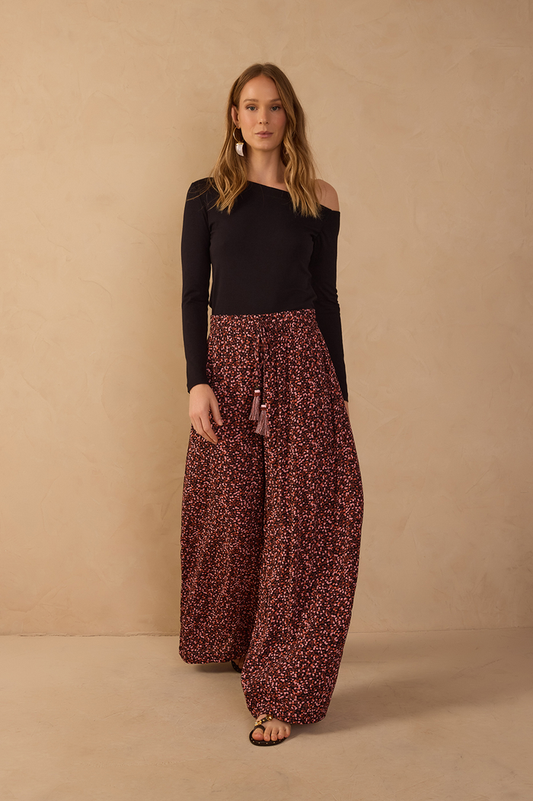 Brown Drawstring Wide-Leg Pants_1