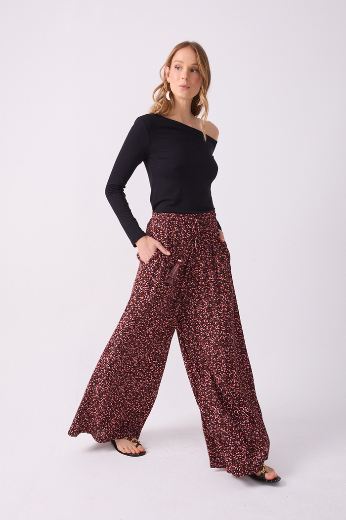 Brown Drawstring Wide-Leg Pants_2