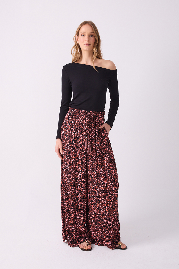 Brown Drawstring Wide-Leg Pants_3