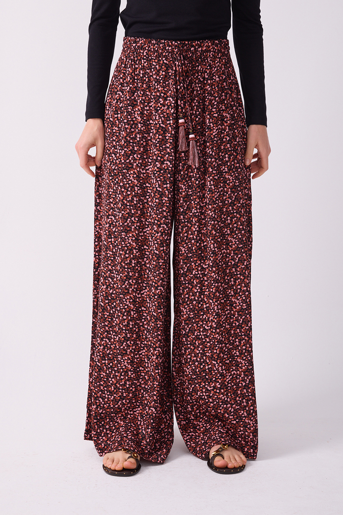 Brown Drawstring Wide-Leg Pants_4