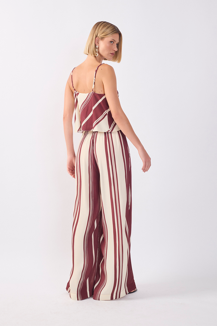 Brown Stripes Drawstring Wide-Leg Pants_5