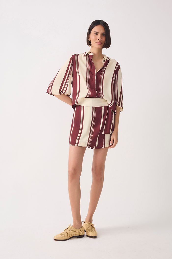 Brown Stripes Side Tie Skorts_3