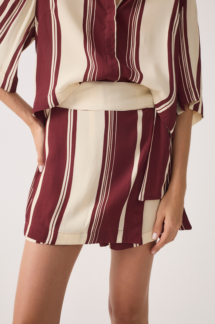 Brown Stripes Side Tie Skorts_4