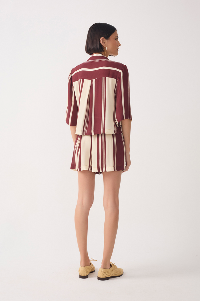 Brown Stripes Side Tie Skorts_5