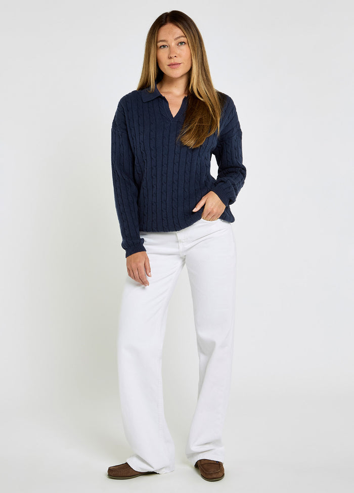 Brownville Women's Cable Knit Jumper - Navy