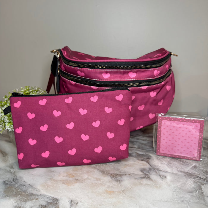 Bundled Set - Roni & Pouch - Maroon Heart