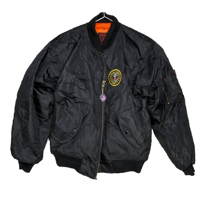 Burk's Bay Black MA-1 Flight Jacket - Large - Army & Outdoors - Flight Jackets