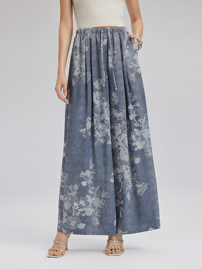 Burnout Floral Drawstring Pants