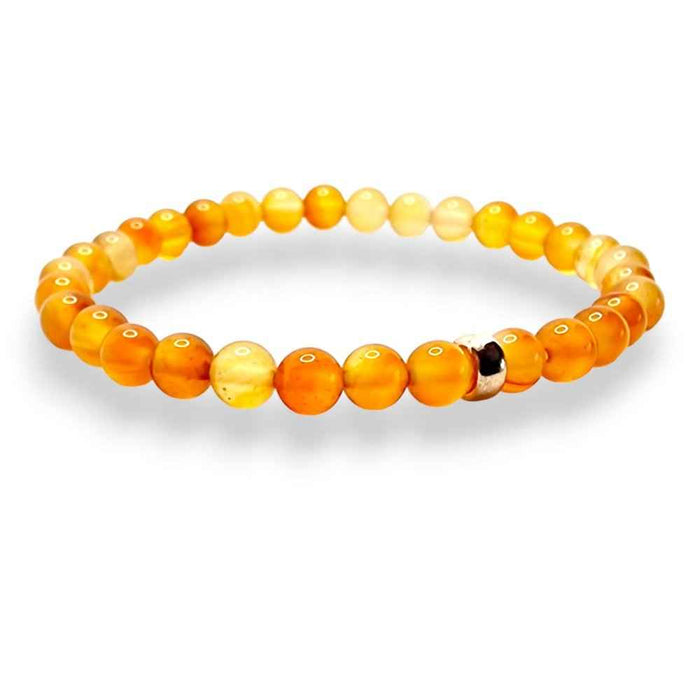 Carnelian beaded bracelet, warm orange 5mm natural stone beads