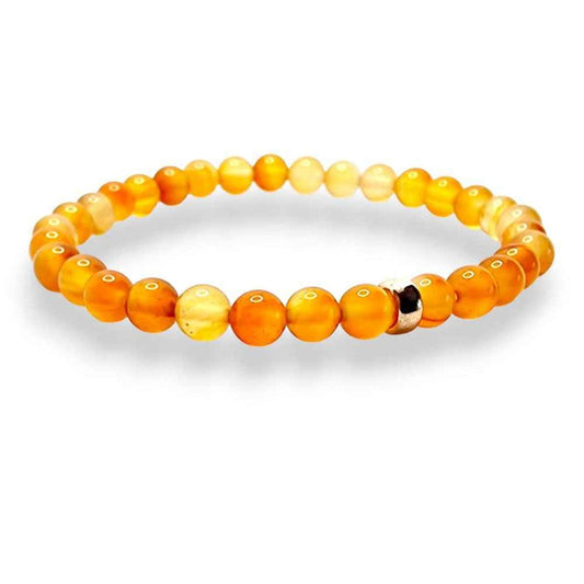 Carnelian beaded bracelet, warm orange 5mm natural stone beads