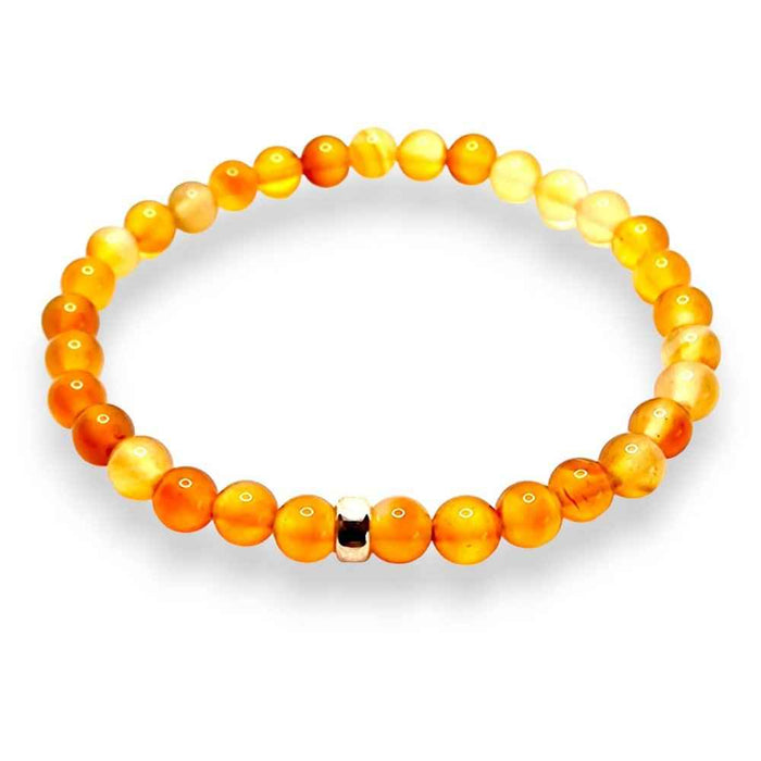 Carnelian beaded bracelet, warm orange, view 2