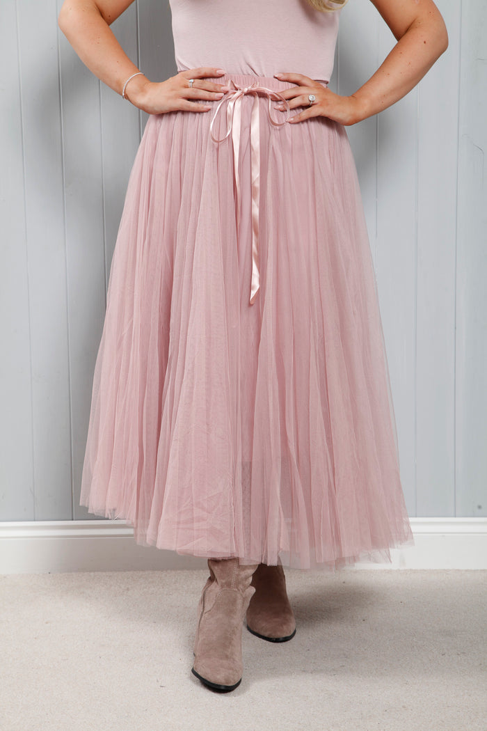 Carrie Tulle Skirt Dusky Pink