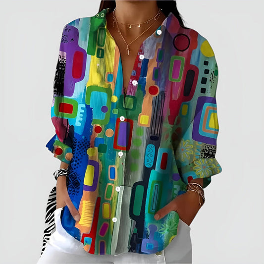 Cerelia - Blouse Confortable à Motif Géométrique pour un Style Moderne au Quotidien
