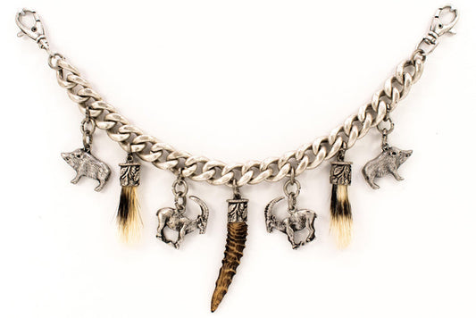 Charivari with ibex, horn and beard in antique silver