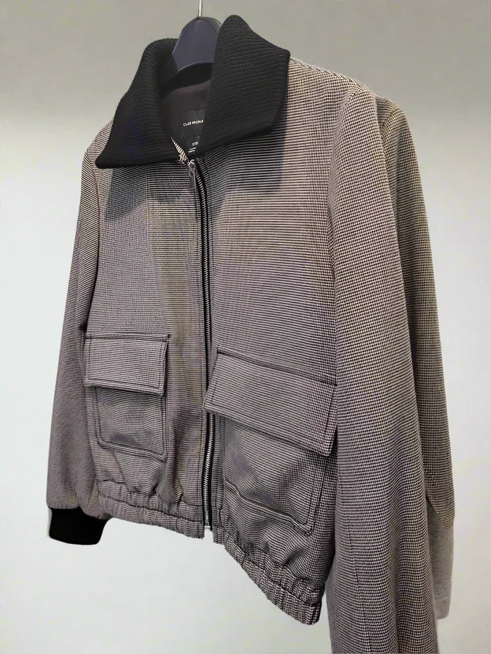 Club Monaco (XS) Houndstooth Jacket UK 6 8 EU 34 36 Bomber Collared Zipped