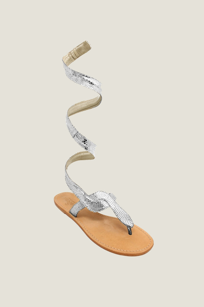 Cobra Wrap Sandals | Silver - Aspiga