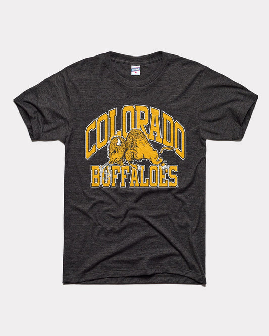 Black Colorado Buffaloes Mascot Arch Vintage T-Shirt