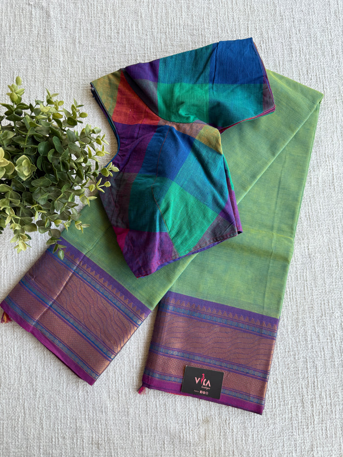 Cotton saree with Ready blouse - size 36