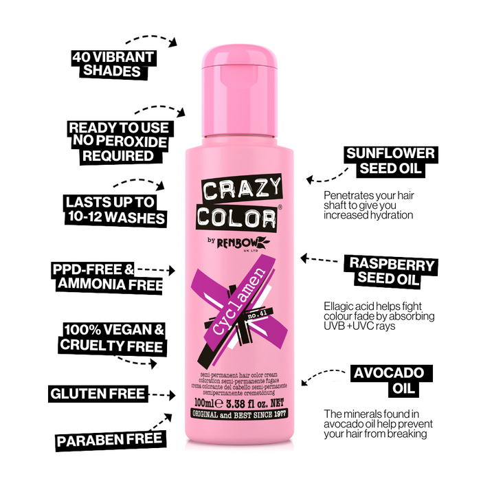 Crazy Color Hair Colour Creme 100ml - 41 Cyclamen