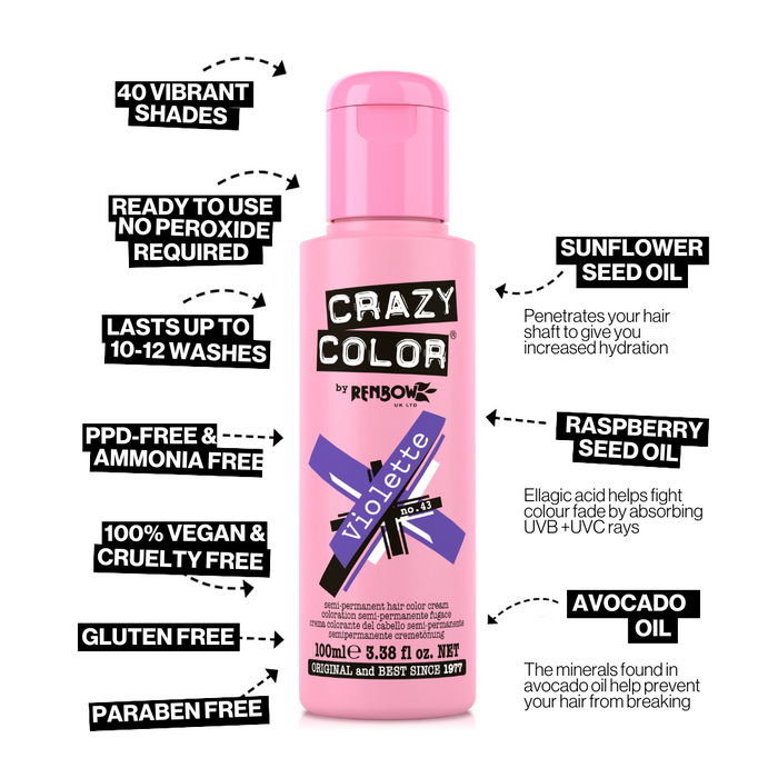 Crazy Color Hair Colour Creme 100ml - 43 Violette