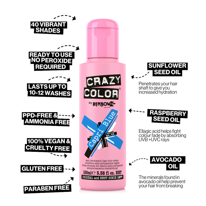 Crazy Color Hair Colour Creme 100ml - 44 Capri Blue