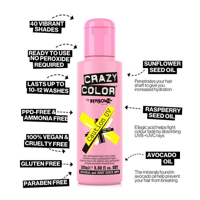 Crazy Color Hair Colour Creme 100ml - Caution UV
