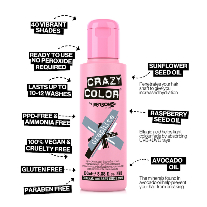 Crazy Color Hair Colour Creme 100ml - Graphite
