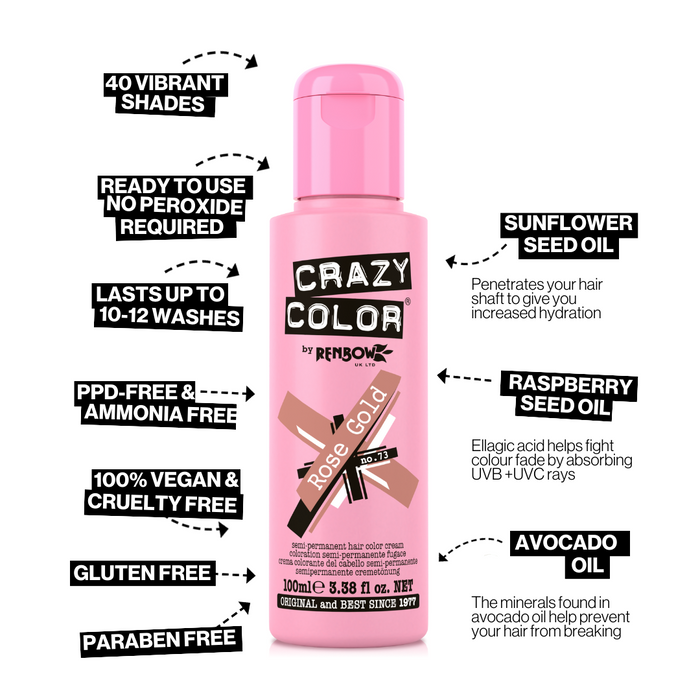 Crazy Color Hair Colour Creme 100ml - Rose Gold