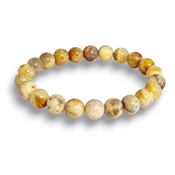 Crazy lace agate beaded bracelet, swirling patterns, view 2