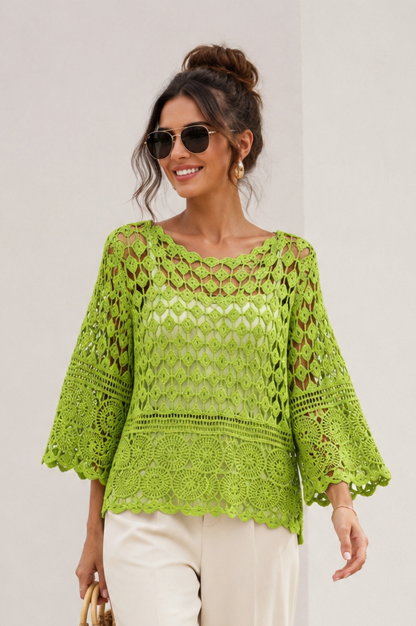 Cressida Crochet Top Lime