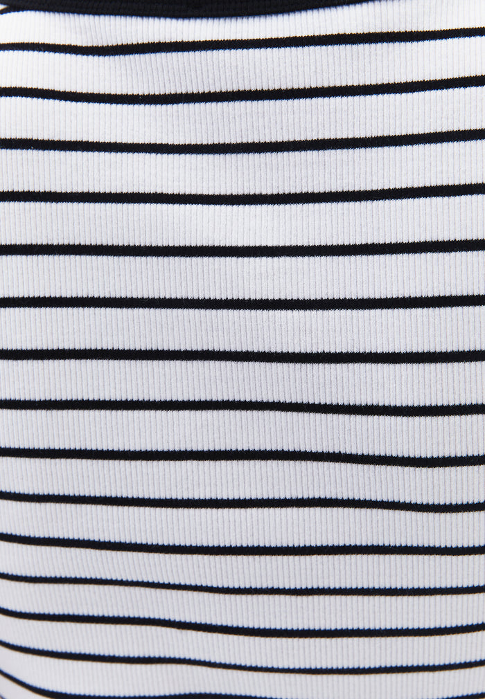 Crew Neck Striped Tank Top - WHITE/BLACK