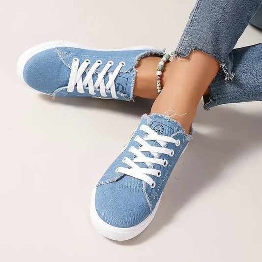 Cyrelia - Chaussures en toile lacées plates tendance et confortables qui vont avec tout