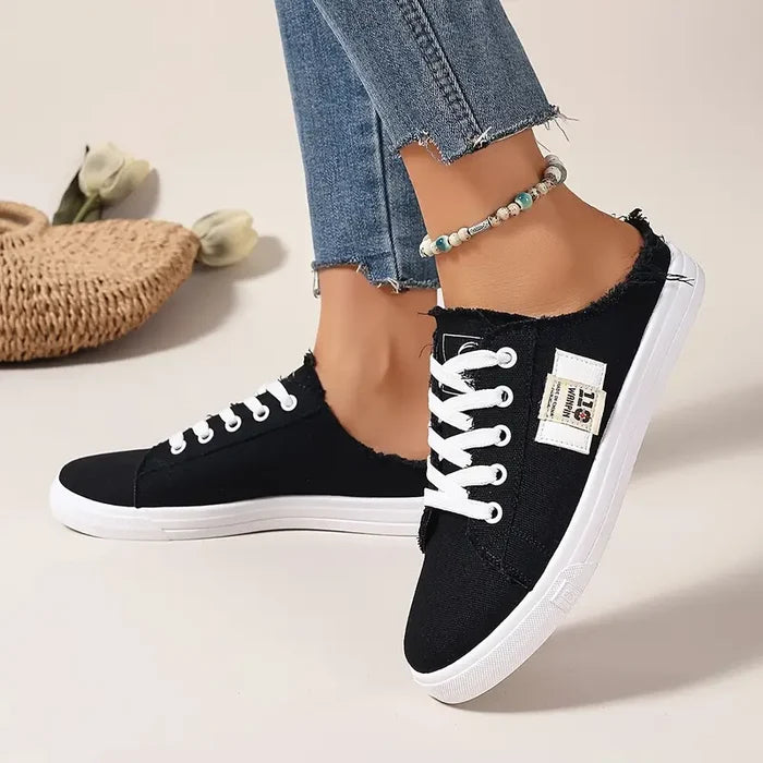 Cyrelia - Chaussures en toile lacées plates tendance et confortables qui vont avec tout