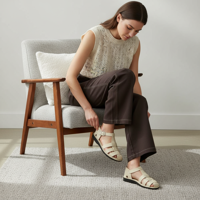 Daniel - Leather Fisherman Sport Sandal | White Nubuck