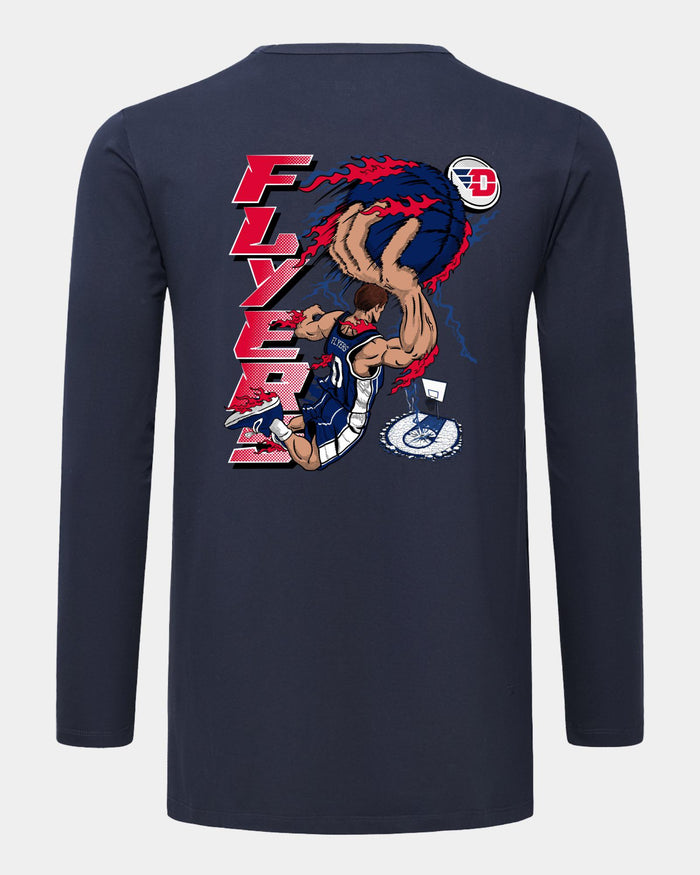 Dayton Slam Dunk Spectacle 2.0 Navy Long Sleeve T-Shirt Back