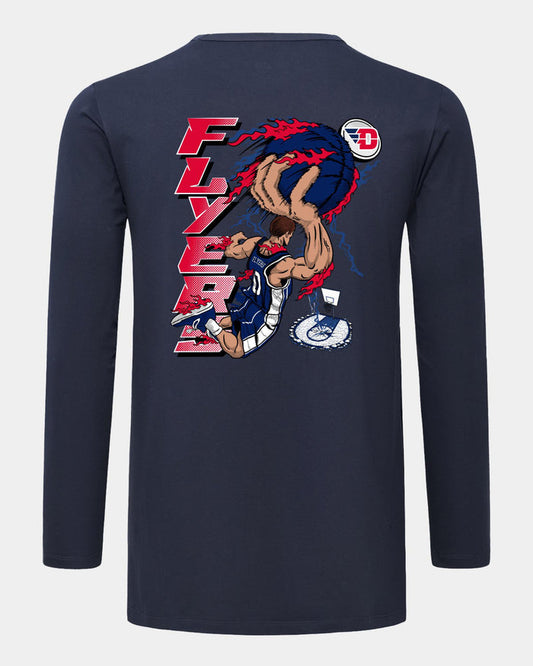 Dayton Slam Dunk Spectacle 2.0 Navy Long Sleeve T-Shirt Back
