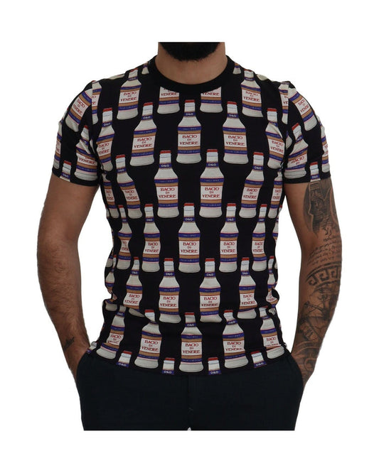 Dolce & Gabbana Black Bacio Di Venere Cotton Crew T-shirt