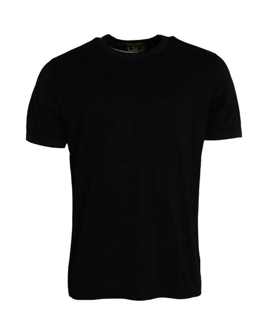 Dolce & Gabbana Black Cotton Round Neck Short Sleeves Men T-shirt
