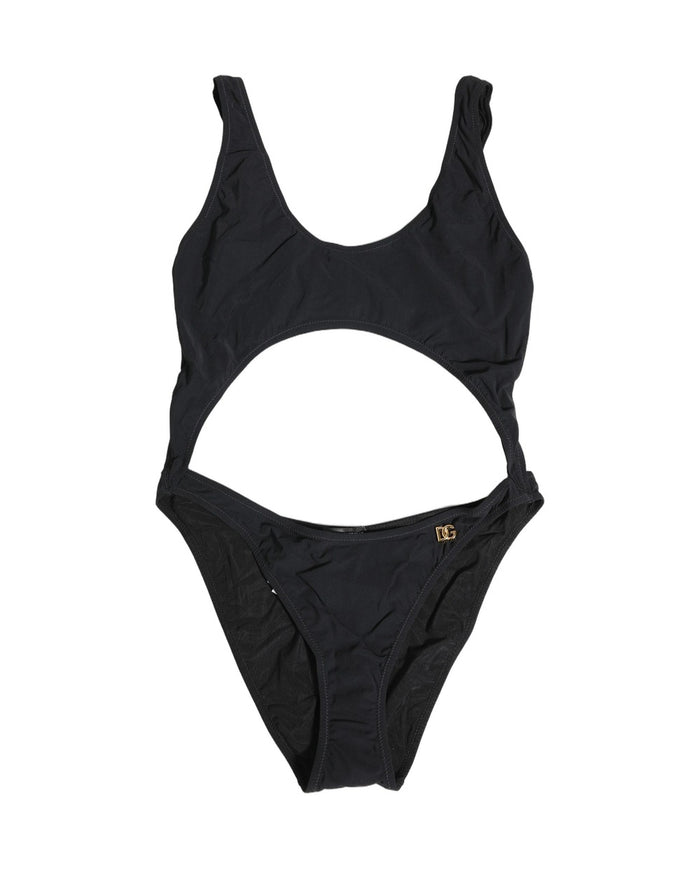 Dolce & Gabbana Black Cutout Logo One Piece Swimsuit Swimwear