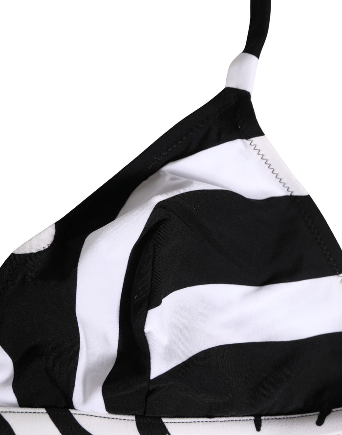 Dolce & Gabbana Black White Zebra Bikini Top Bottom Swimwear