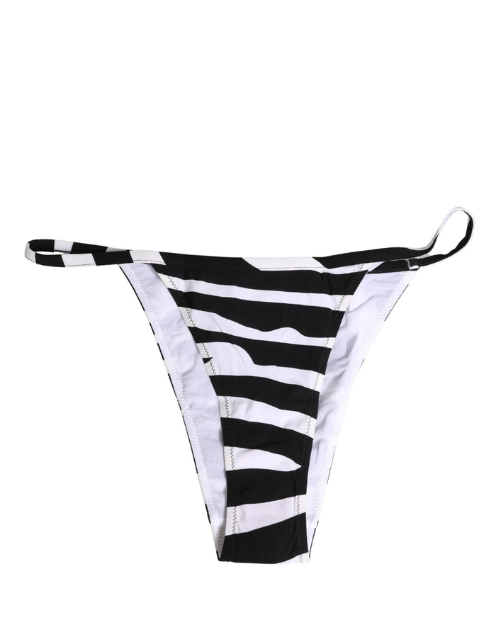 Dolce & Gabbana Black White Zebra Bikini Top Bottom Swimwear