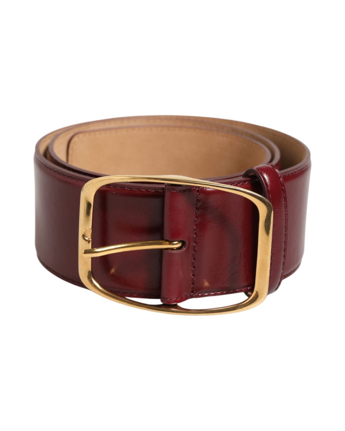 Dolce & Gabbana Burgundy Leather Gold Metal Buckle Women Belt